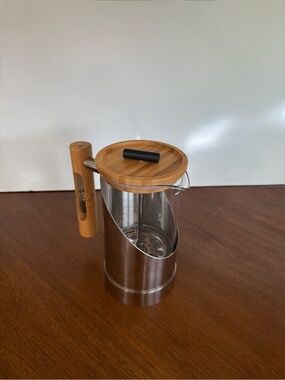French Press Coffee Maker Bamboo-Handled Stainless Steel